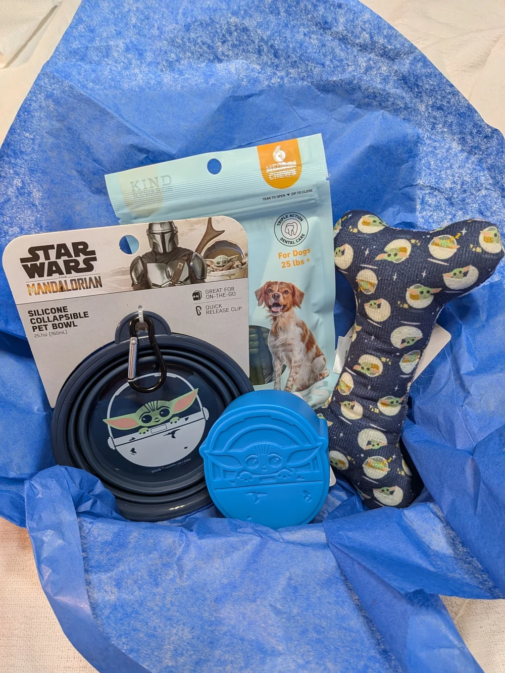 Star Wars The Mandalorian Baby Yoda Silicone Collapsible Dog Bowl - Navy Blue